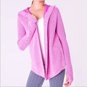 Ivivva by Lululemon Girls To the Moon and Back Hooded Sweater Cardigan Pink